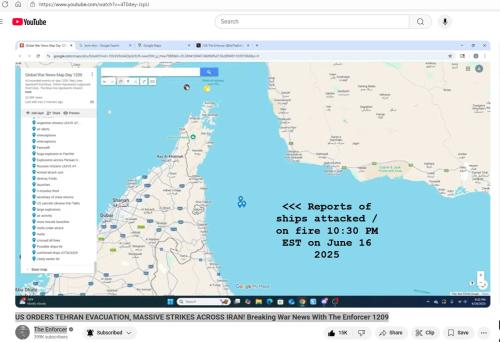 Ships on fire June 16 2025 2235 PM EST