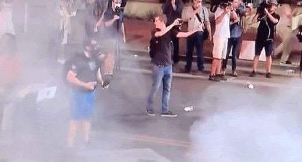 Trump protester shot in the groin