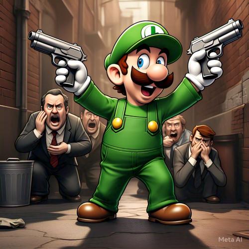 Luigi - guns - alley - 4 executives