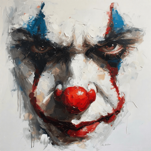 Clown face oil painting-displate