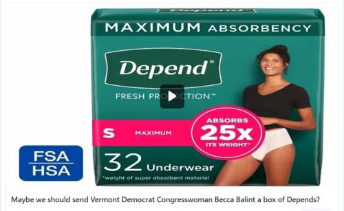 Vermont Democrat Congresswoman Becca Balint poster girl for depends