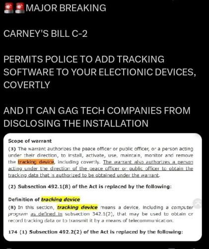 Carney's Bill C2 Police Can Track Your Devices Without Disclosure