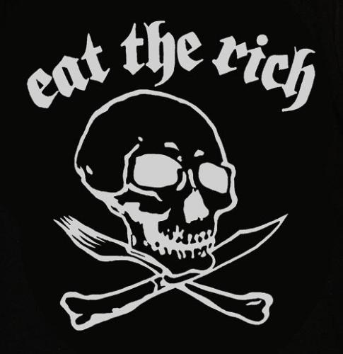 Eat The Rich - Skull with knife and fork