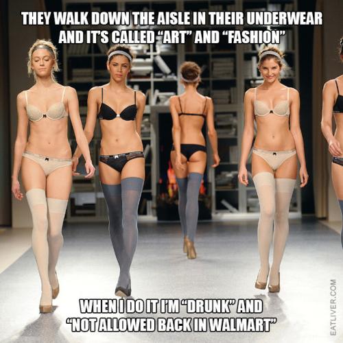walk down aisle in underwear