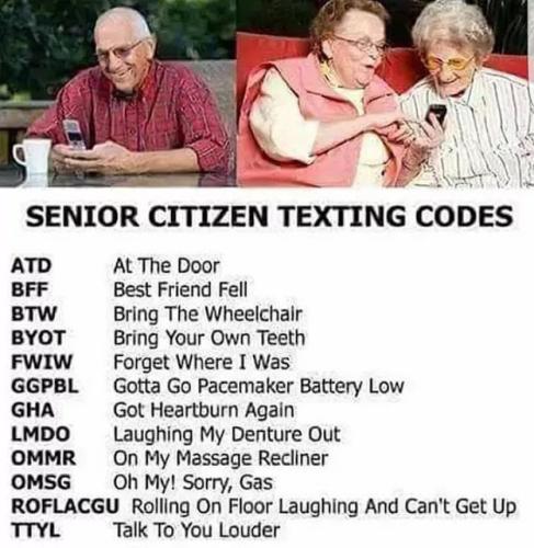 senior citizen texting