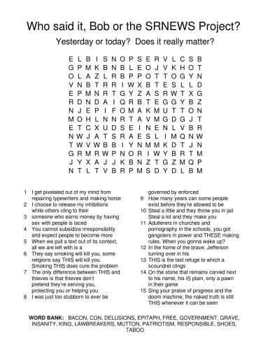 WhoSaidItBobOrTheSRNEWSProject