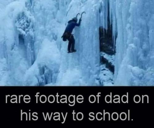 rare footage of dad on his way to school