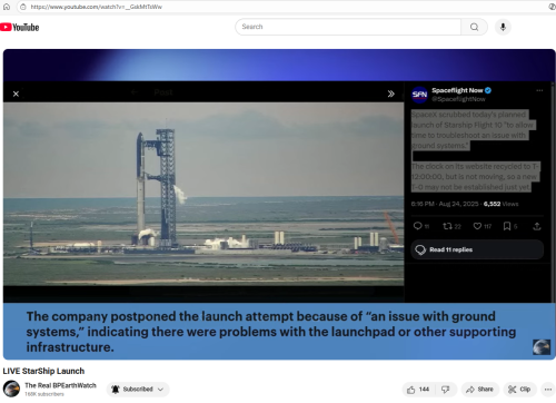 SpaceX 10 launched scrubbed by BPEarthWatch