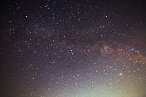 Milky Way with meteor streaking across