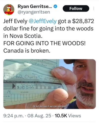 fine for going in the wwwoods