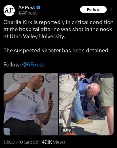 Charlie Kirk shot by assassin
