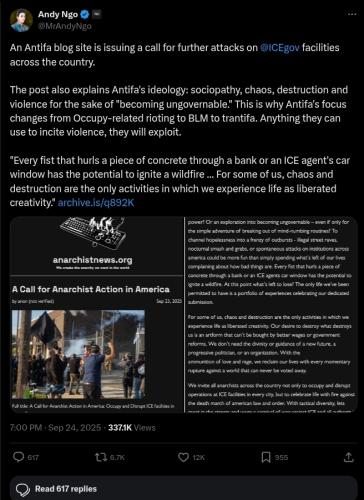 Wow antifa is doubling down