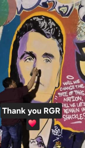 Despicable basturd vandalizing Charlie's murals