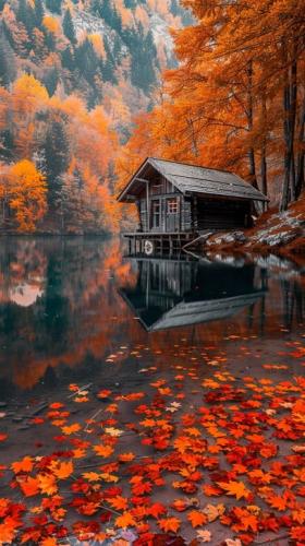 autumn-lakeside-retreat-stockcake