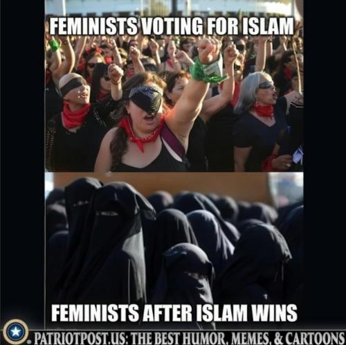 Feminists Protesting, Voting Muslim  -- Before and After Islam