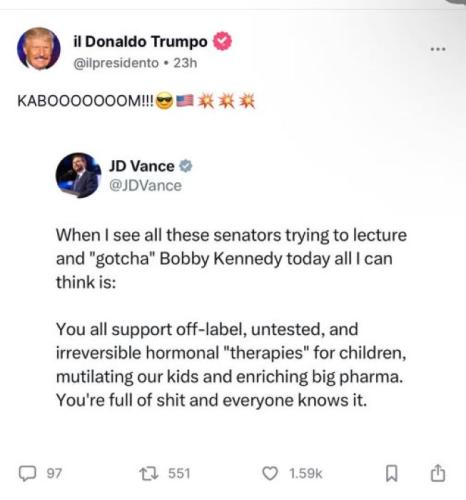 JD Vance to Big Pharma Senators