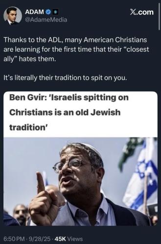 Israel is not a reliable US Ally... Jews Spitting on Christians shows us how they really feel !