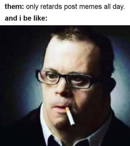 only retards post memes all day