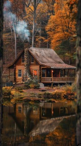 autumn-cabin-retreat-stockcake