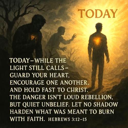 Let no shadow harden, Heb 3-12,15