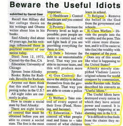 SAUL ALINSKY USELESS IDIOTS