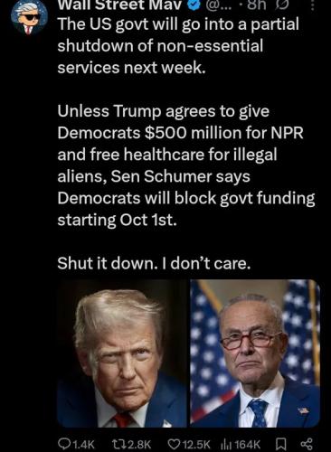 Shut It Down - We The People Do Not Care if all demorats are fired as a result !