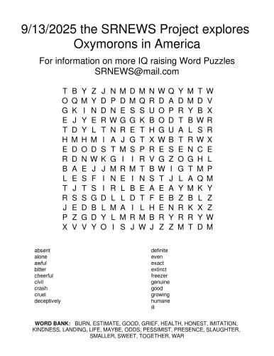 9132025TheSRNEWSProjectExploresOxymoronsInAmerica