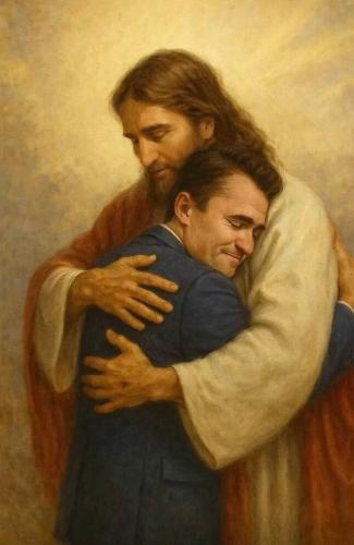 Charlie Kirk, Jesus -- Reunion Hug - Copy