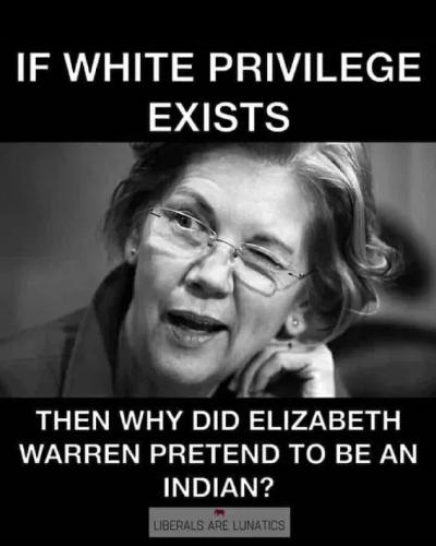 White Priviledge, Elizabeth Warren, sick, Democrats, Socialists, Communists -- Fake Indian, Native American, Liberals are Lunaticks