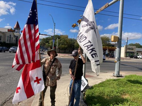 No Kings No Color Revolution counter protest Kerrville 10-18-25
