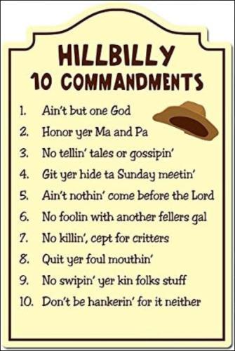 the hillbilly ten commandments