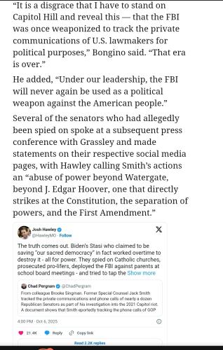 FBI: Jack Smith, Biden DOJ Tracked Phone Calls of GOP Senators, Congressman