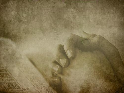 Praying hands Bible sepia Sept 20 2020