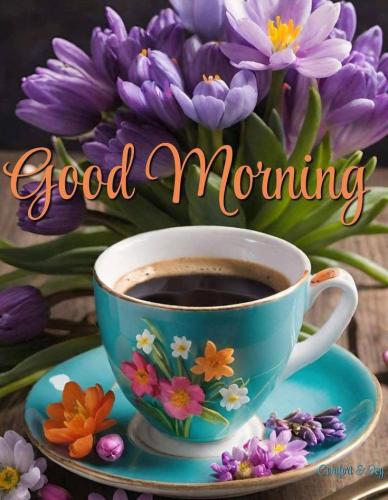 100225 - GM coffee & purple flwrs