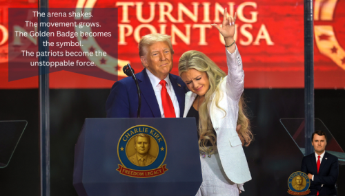 The arena shakes. The movement grows. The Golden Badge becomes the symbol. The patriots become the unstoppable force.