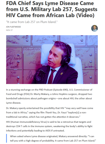 FDA-Chief-Says-Lyme-Disease-Came-from-US-Military-Lab-257,Suggests-HIV-Came-from-African-Lab