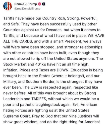 Message from. PRESIDENT TRUMP