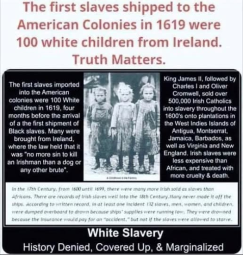 Irish first slaves in America