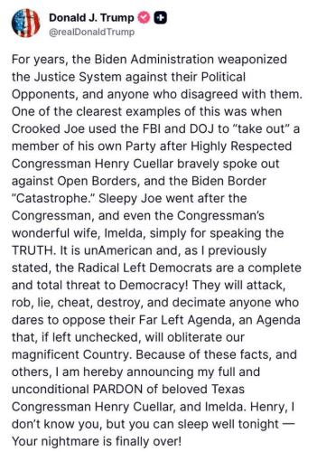 POTUS ANNOUNCES A PARDON