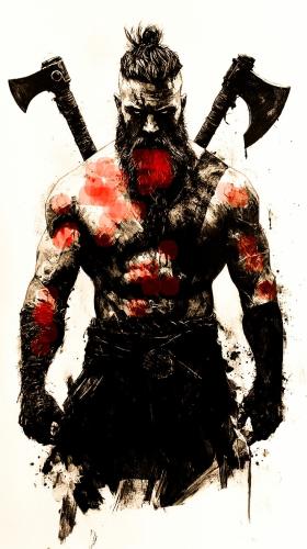 Fierce Viking Warrior Wielding Dual Axes~2