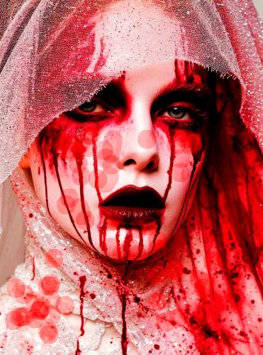 red white bride high fashion style grunge glitter dress veil, art performance~2