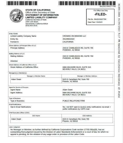 CROWDS ON DEMAND CALI