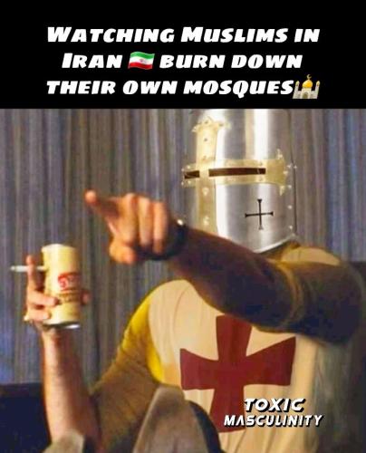 Watching Muslims burn down Mosques in Iran