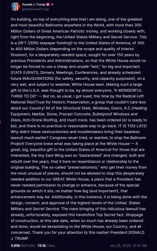 Posted updates by PRESIDENT TRUMP