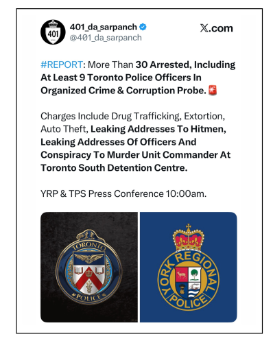 9 toronto police arrested