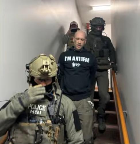 The antifa thug is caught and arrested