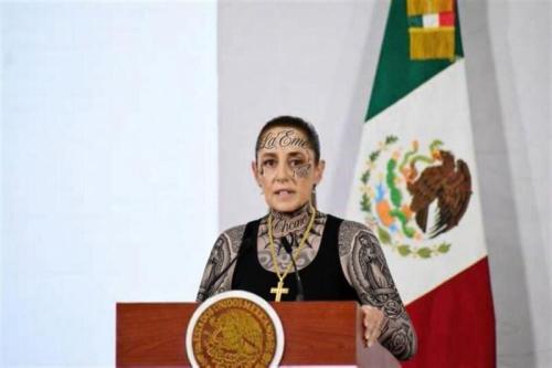 Mexican President Claudia Sheinbaum under the makeup.