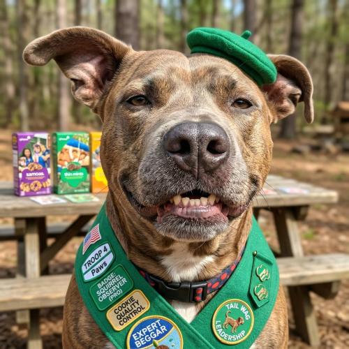 a girl scout day with cookies in back