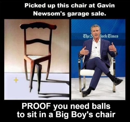 Femboy Gavin Newsoms garage sale chair