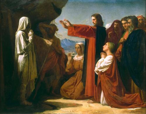 Christ raises Lazarus from the dead -- Painting